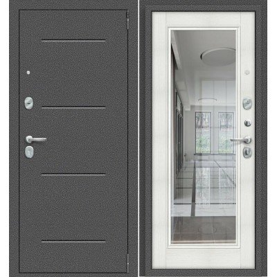 Входные двери Эльпорта Porta R 104.П61 Антик Серебро/Bianco Veralinga